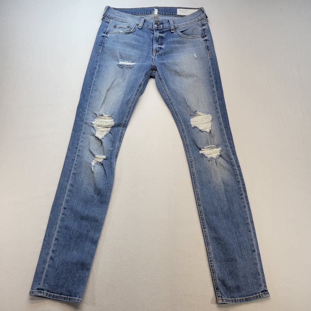 Rag & Bone Dre Jeans Womens 27 Blue Carter Distressed Stretch Light Wash Denim